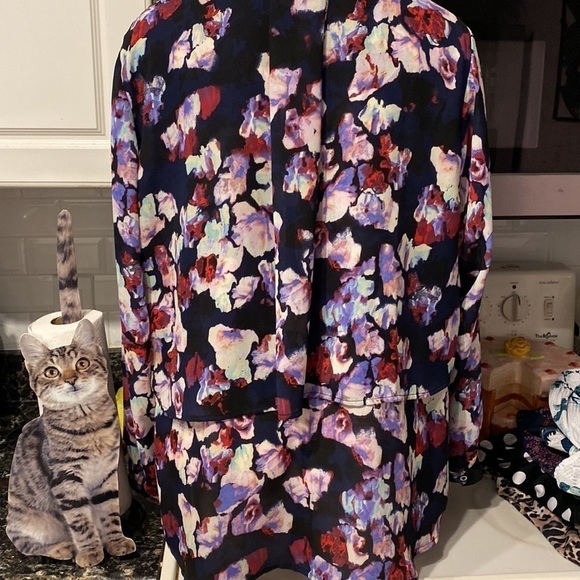 M womens NY Collection button front long sleeve layered plus size blouse 2X - Picture 3 of 5